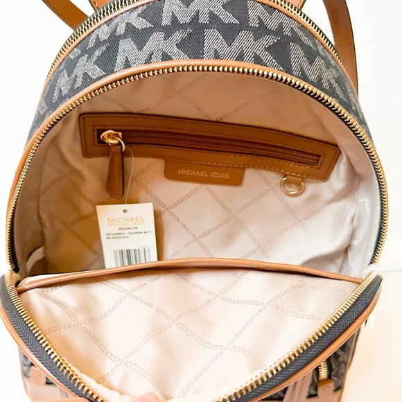 Michael Kors Brooklyn Medium Backpack MK Signature Denim Multi - Picture 7 of 10